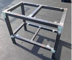 Fabricated rectangular steel aquarium stand with welded center supports